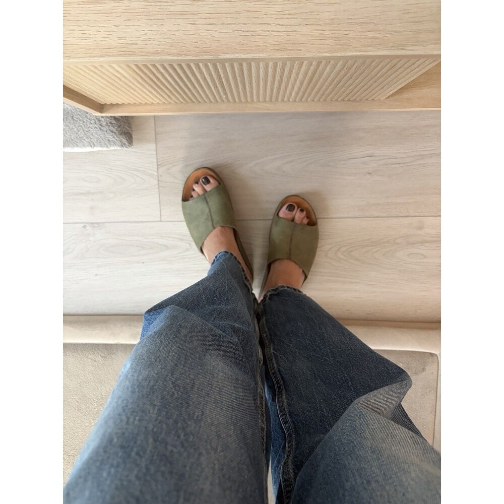 Kork Ease Tutsi Sandals Olive Green Leather Women’s Size 10 Slip Ons Slides Cork - Picture 4 of 6
